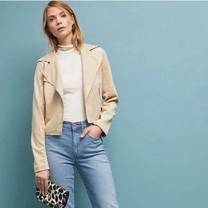 Anthropologie Expressway Faux Suede Moto Jacket in Tan